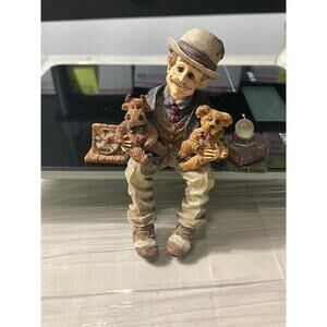 Boyds Bears Resin Figurine - Boy with Two Dogs and Book